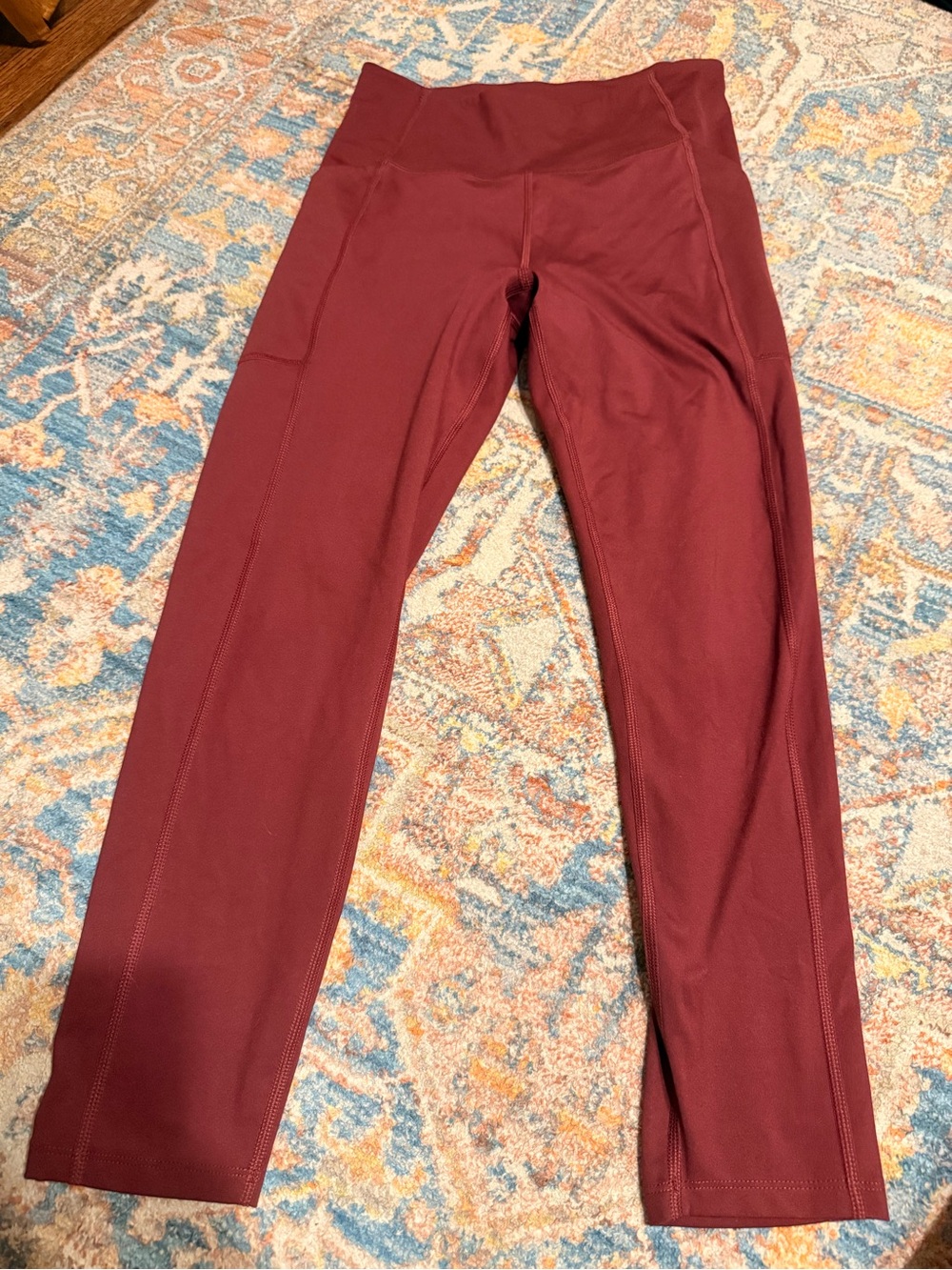 Girlfriend Collective High-Waist burgundy Red Leggings NWOT